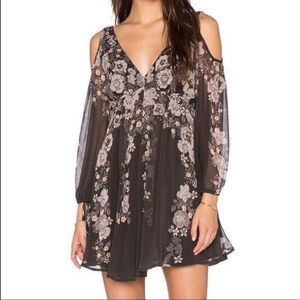 Free People Penny Lover Mini Dress in Raven Combo Women's Size Small